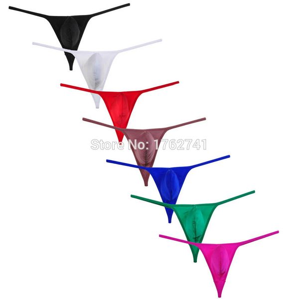 

men's smooth & soft spandex bulge pouch bordure bikini thongs original underwear elastic skin tanga male super t-back s923, Red;black
