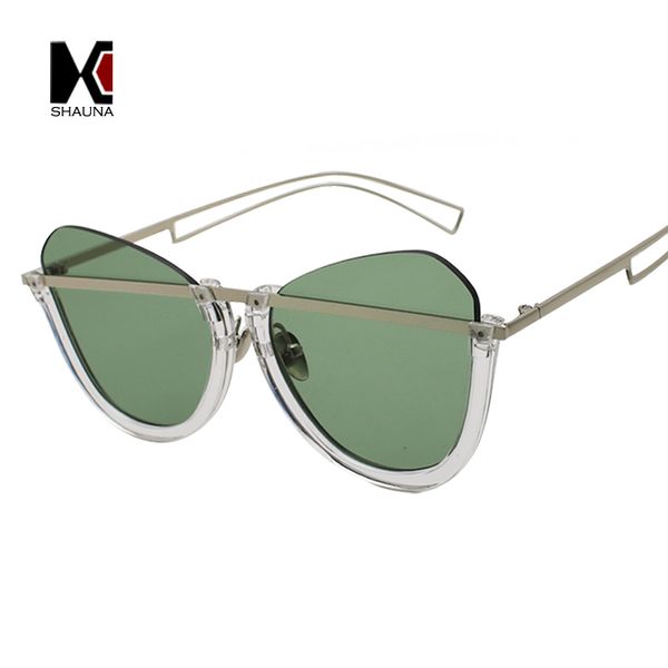 

shauna retro half frame women cat eye sunglasses men clear green glasses uv400, White;black