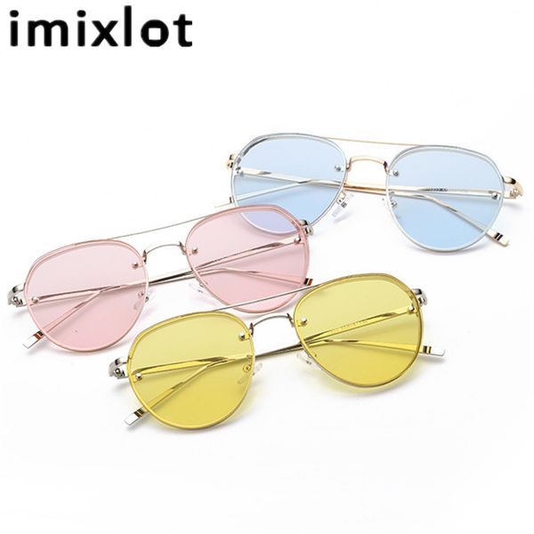 

imixlot 2018 classic round sunglasses women candy color clear lens sun glasses for ladies hip hop sunglasses de sol, White;black