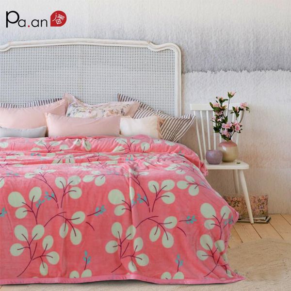 

pastoral style coral fleece fabric blankets floral printed warm throw for beds sofa portable travel office winter blanket