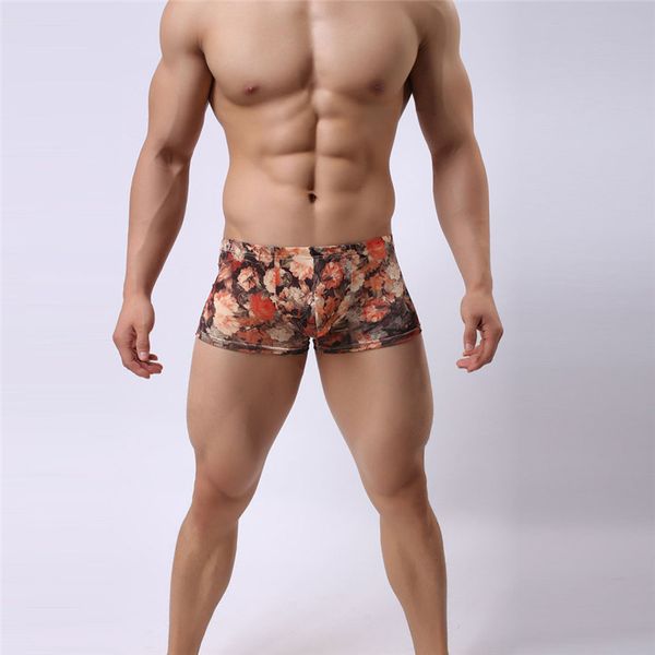 

2017 men boxers shorts underwear men breathable flower printed slim boxer shorts mens underwear dp988210, Black;white