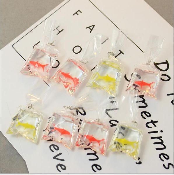 

2018 new diy handmade ear jewelry accessories creative resin goldfish imitation water bag ear pendant material pendant 10pcs, Bronze;silver