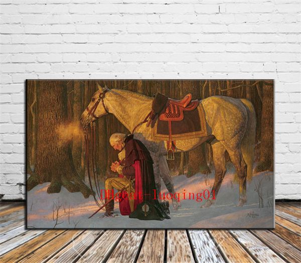 

george washington prayer at valley forge , canvas pieces home decor hd printed modern art painting on canvas (unframed/framed