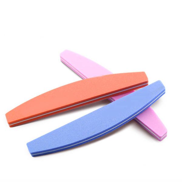 

5 pcs/lot double side nail file buffer sanding half moon 100/180 sanding foam emery board uv gel nail files buffer manicure tool