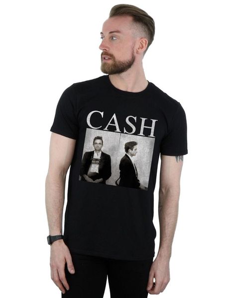 

johnny cash men's mug s print t shirt summer style tee, White;black