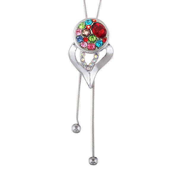 

adjustable 251 crystal fit 18mm snap button pendants necklace interchangeable charm jewelry for women gift with snake chain, Silver