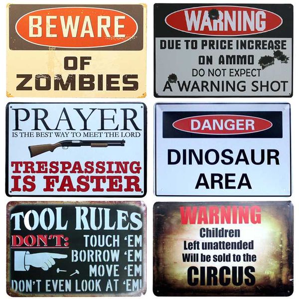 

beware of zombies chic home bar vintage metal signs home decor vintage tin signs pub decorative plates metal wall art