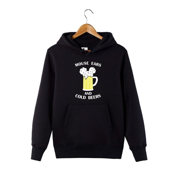 

2018 mouse ears and cold beers hoodies funny beers graphic sweatshirts, Black