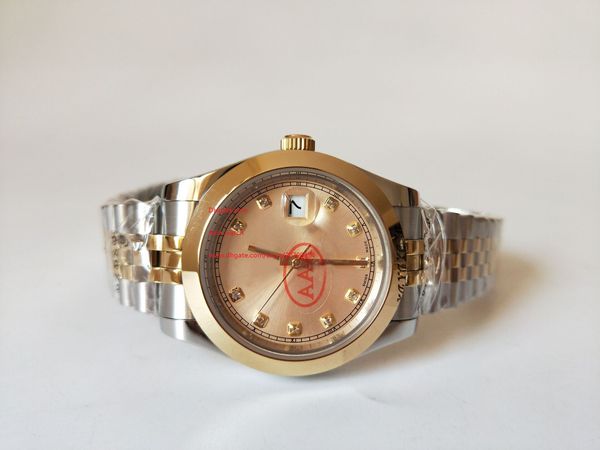 

завод поставщик высокое качество роскошные наручные часы сапфир автоматические механические вечные 41 мм 126303 золотой алмаз мужские часы, Slivery;brown