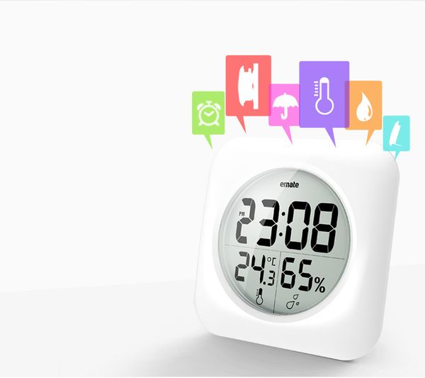 

white waterproof digital bathroom shower hang clock lcd display suction cup wall tabel clock temperature thermometer hygrometer