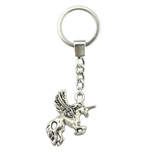 

6 pieces key chain women key rings for car keychains with charms lucky horn horse 36x25mm, Slivery;golden