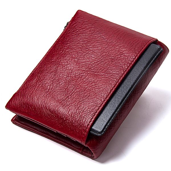 Marron Contacts Femmes V/éritable Carte en Cuir Porte-Cl/é Zipper Coin Clutch Portefeuille Portefeuille