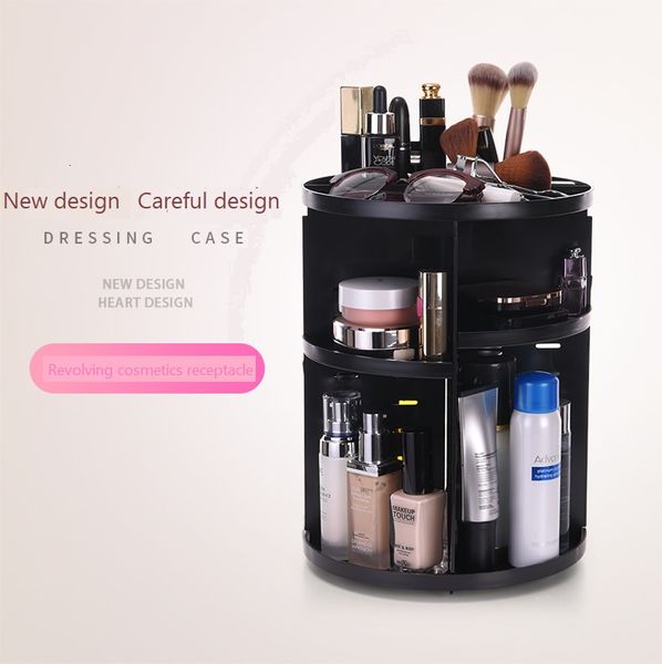 

Omnipotent Fashion Portable Travel 360 degree rotary cosmetic rack plastic cosmetic box cosmetics storage box skin care product storage rack
