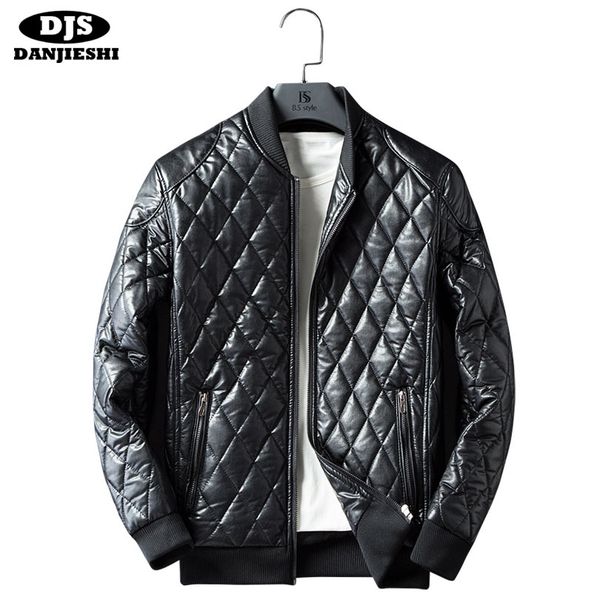 

wholesale- danjieshi men autumn winter leather jackets solid motorcycle man business casual coats brand new stand collar plus size m-3xl, Black
