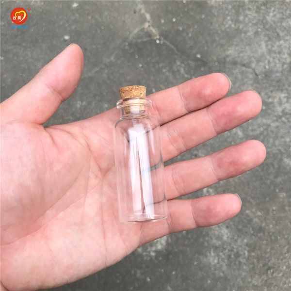 26x65x12.5mm 20ml Mini bottiglia di vetro con tappi di sughero Bottiglie vuote trasparenti per l'industria, piccole fiale trasparenti in vaso, ben confezionate 50 pezzi