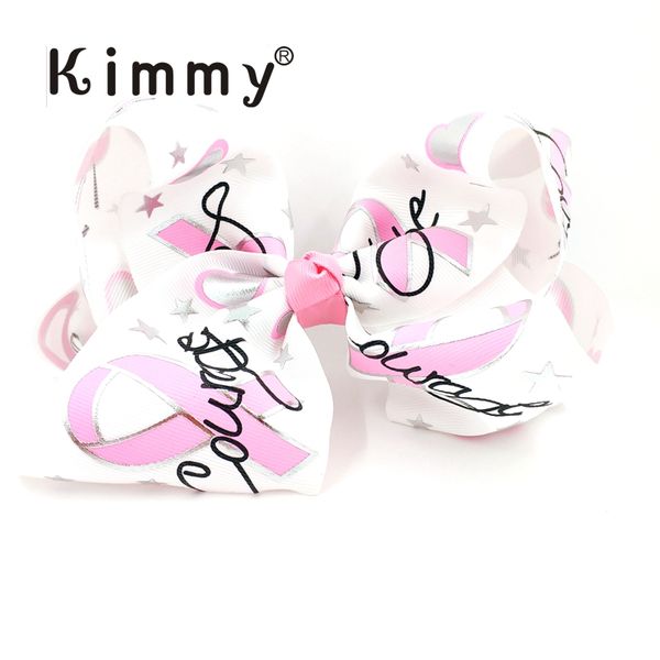 

awareness bow pink ribbons with hologram hearts texas size cheer bow, Slivery;white