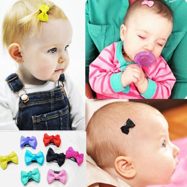 

2018 new 10pcs/lot sewing solid dot infant baby ribbon bow hair clip boutique hairpins for children girls kids hair accessories, Slivery;white