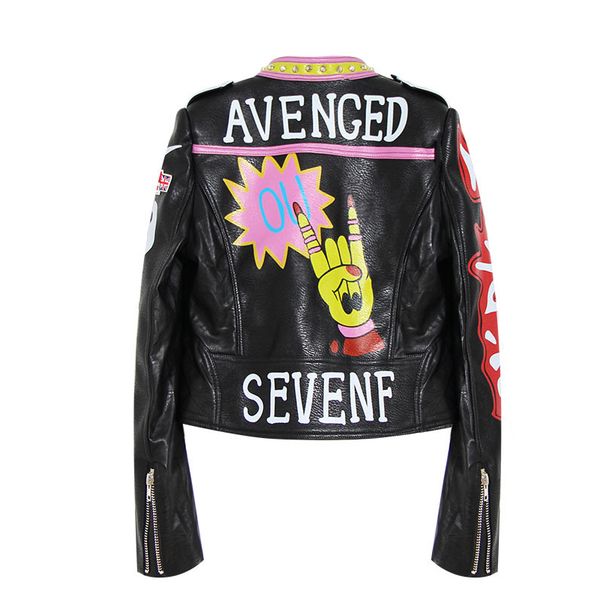 

Женские куртки осень зима для женщин Топы мода женский граффити искусственная ко