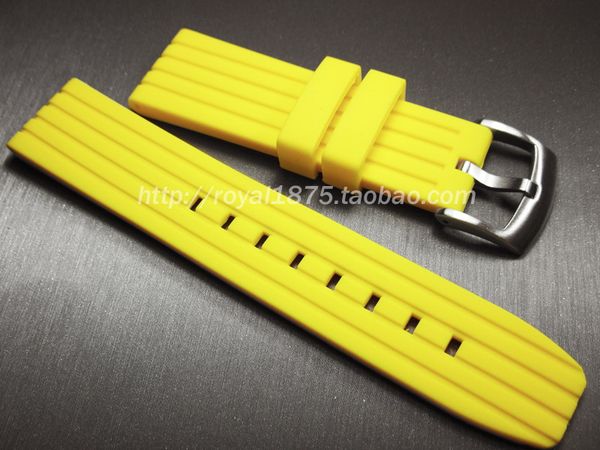 

22mm new fashion orange yellow black soft mountain diving diving outdoor rubber silicone strap for branded watch, Black;brown