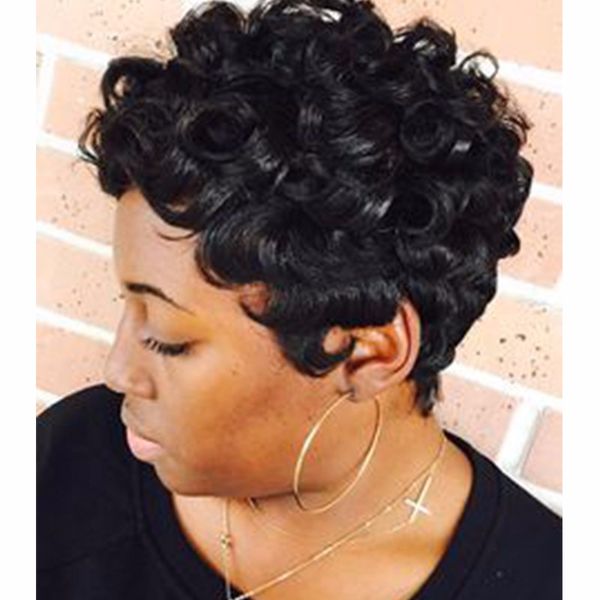 100 Human Hair Slight Wavy Wigs Glueless Short Wavy Wigs For