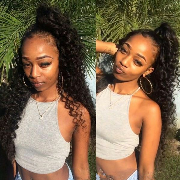 

chic kinky curly drawstring ponytail wrap ribbon ponytail clip in virgin brazilian hair extension colors aviable 120g-160g dhl ing, Black