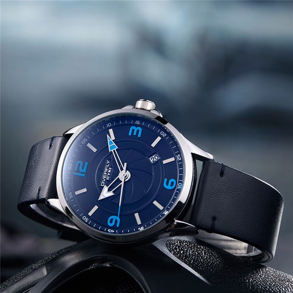 

eyki relogio masculino fashion mens watches leather quartz watch luminous sport men wrist watch men clock blue, Slivery;brown