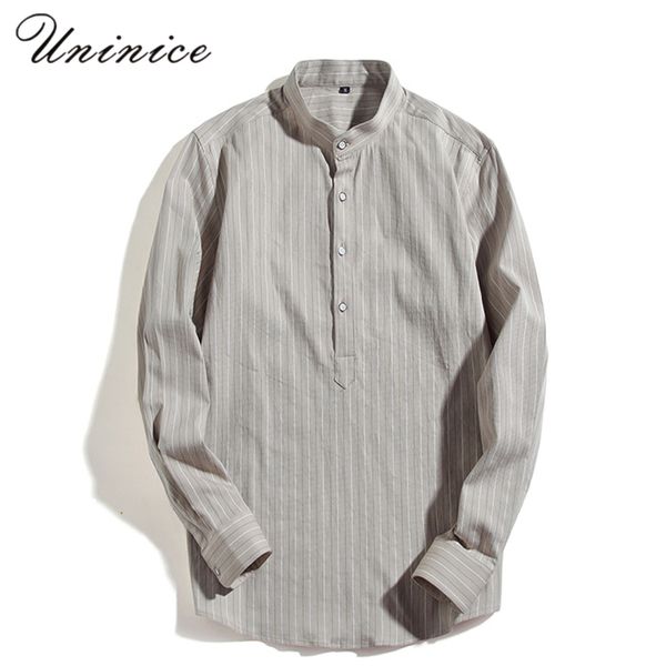 

new men's plus size 5xl shirt stand collar male striped office business shirt autumn spring teenager out shirts, White;black