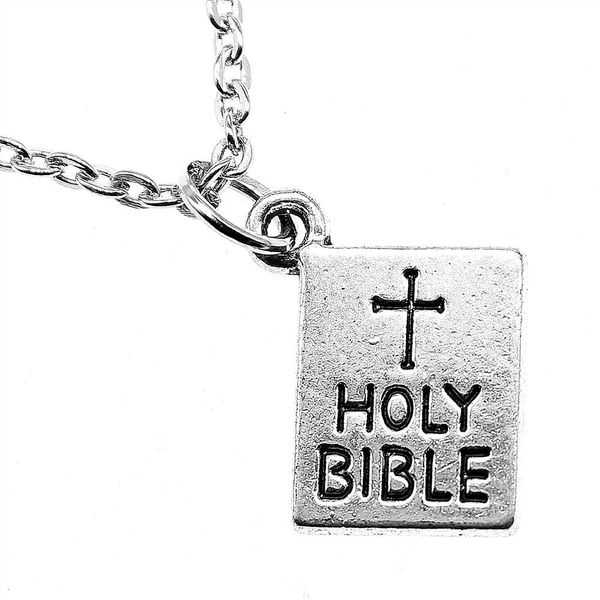 

wysiwyg 5 pieces metal chain necklaces pendants hand made necklace men holi bible 17x14mm n2-b10870, Silver