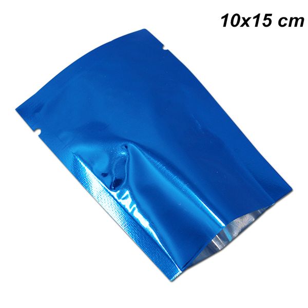 

100pcs/lot 10x15cm blue open aluminium foil bags heat sealed vacuum pouches for dried food coffee powder storage mylar package pack bags