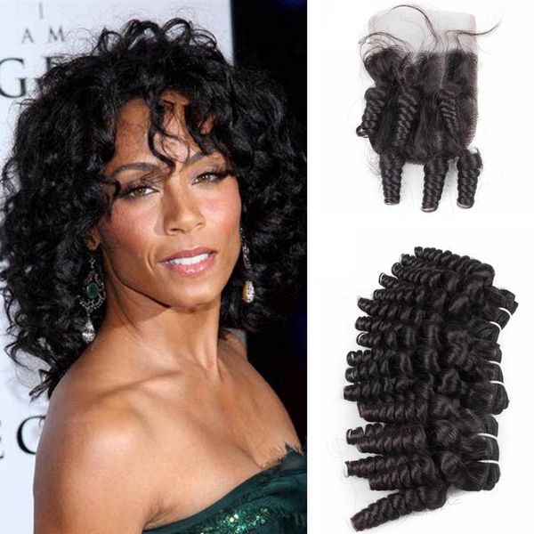 Aunty Funmi Curly Hair Extensions Romance Curls Lace Closure 4x4