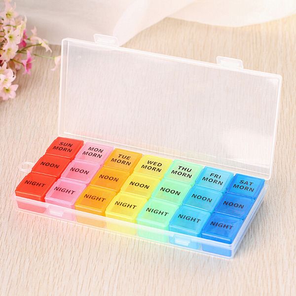 

7 days tablet mini portable 3 row 21 squares weekly holder storage organizer container case fast shipping