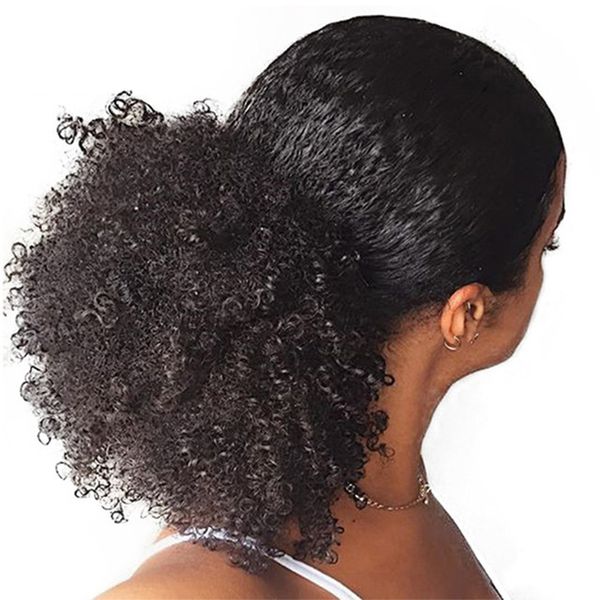 Acheter Afro Kinky Curly Weave Coiffures Queue De Cheval Clip Ins Extensions De Ponytails Naturels Cordon De Queue De Cheval Cheveux Courts Haute