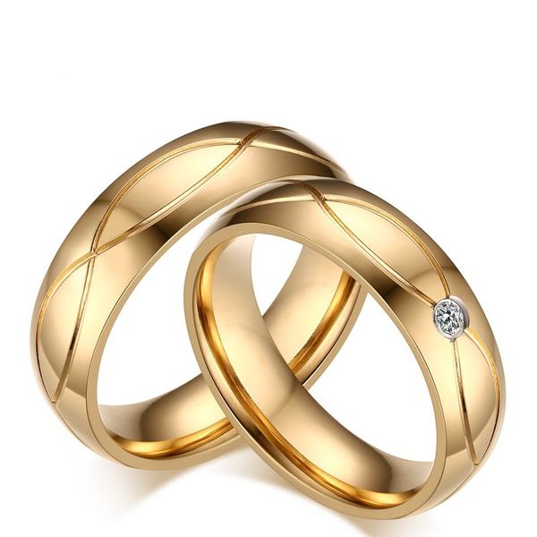 

можно смешать заказ 5 мм золотой цвет мода простой любовника драгоценный камень циркон кольцо из нержавеющей стали кольца ювелирные изделия, Golden;silver