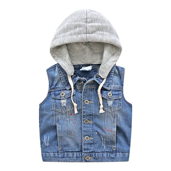 

baby hat cowboy vest 2018 autumn new boy suit children's single breasted horse clip leisure clothes, Blue;gray