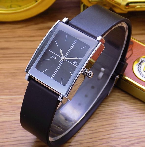 

fashion jw brand casual quartz women men lover clock leather strap student watch business square wristwatches relogio masculino, Slivery;brown