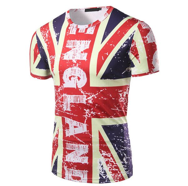 

british flag 3d striped t-shirt summer men clothes short sleeve casual slim t-shirt men women couple, White;black
