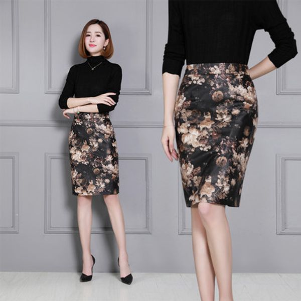 

2018 new fashion genuine sheep leather skirt k10, Black