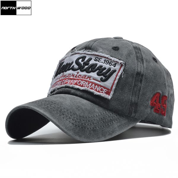 

northwood] brand casual bone baseball cap vintage gorra snapback men women dad hat casquette homme washed cotton pattern cap, Blue;gray