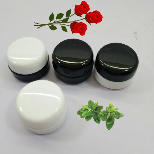 3g Mini bianco nero barattolo crema contenitore cosmetico bottiglia di plastica trucco vaso campione imballaggio cosmetico spedizione veloce F823