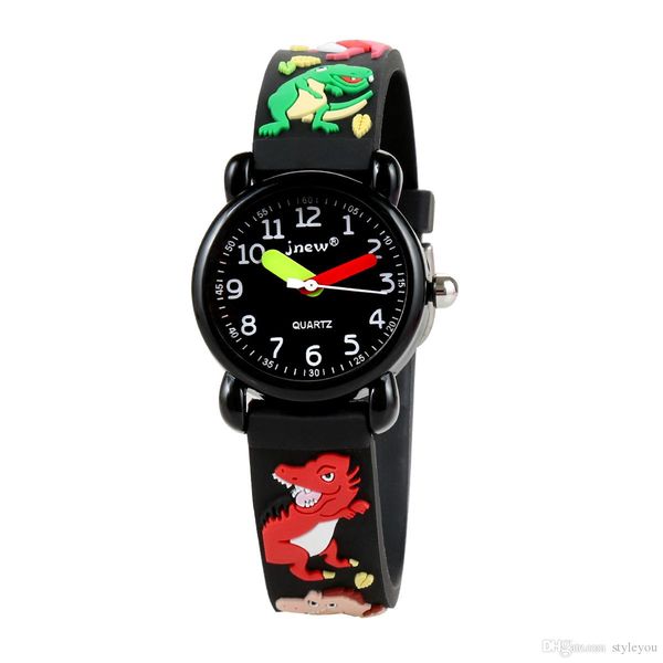 

kid watch 3d cartoon dinosaur lovely kids girls boys children students quartz wrist watch very popular wristwatc sports clock, Slivery;brown