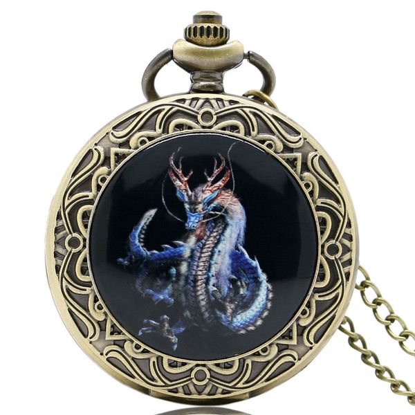 

new creative fashion cool dragon design pocket watch, men boy pocket watch, gift fashion present for men, Slivery;golden