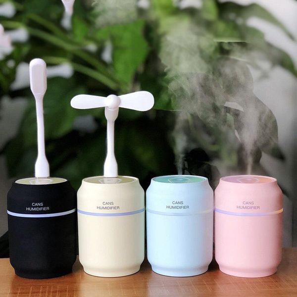 

three in one air-conditioning spray usb mini fan new creative cans usb humidifier with usb lights