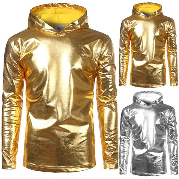 

fashion mens hooded sweatshirt designer nightclub hooded shirt mens nightclub outfits gold and silver color hoodies, Black