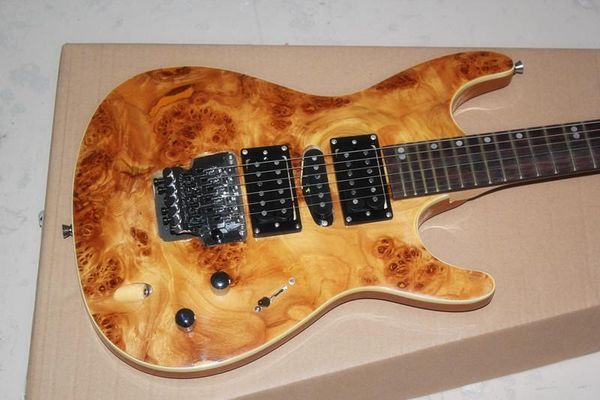 

factory sale hsh black pickups, pomegranate yellow 6 string electric guitar with floyd rose tremolo , -17-11