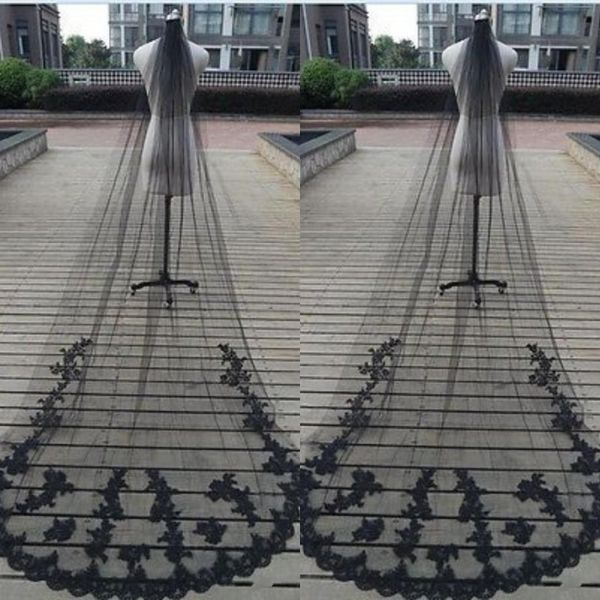 

charming black wedding veils 2018 new style one layer lace appliqued soft tulle bridal wedding veil with comb