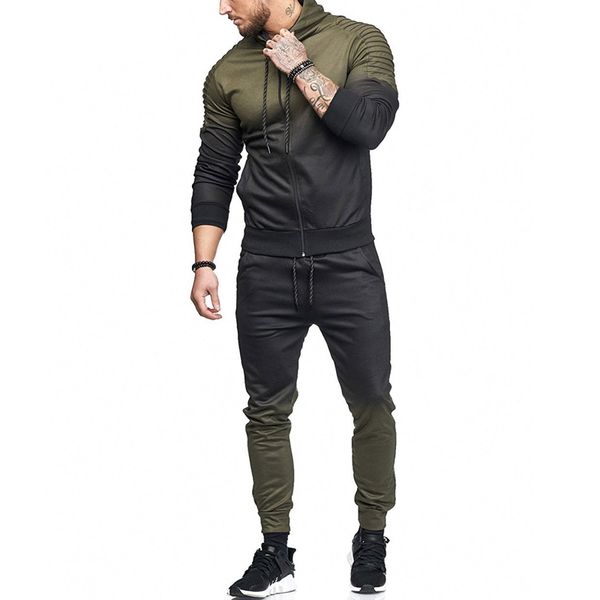 

2018 autumn new men's sets hoodies sweatshirts sweatpants joggers male hip hop gradient harem pants zipper hoodies suit -3xl, Gray