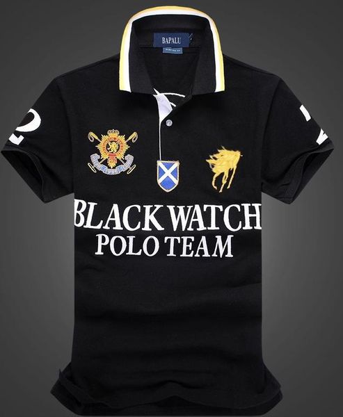 

скидка рубашка поло 100% хлопок с коротким рукавом мужчины Polos Спорт черный часы POLO