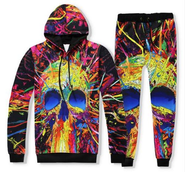 Men Women 3D Unicorn paint Print Hoodies Sweatshirt pants Tracksuit sweat suit