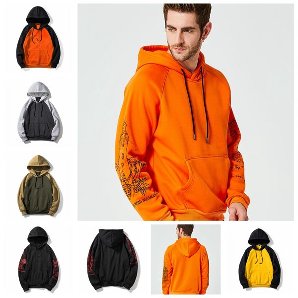 

european spring and autumn fashion street double fight pocket long sleeve drawstring hooded sweater. support mixed batch, Black