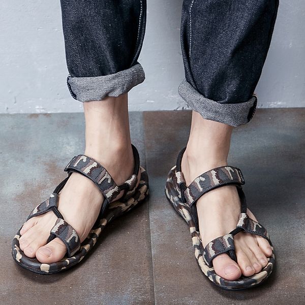 

2017 summer europe style men casual sandals shoes plus size 45camouflage students vietnam beach sandals shoes man outdoor hot, Black
